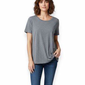 LOLË Women’s Gray Short Sleeve Twist Hem T-Shirt Size Medium